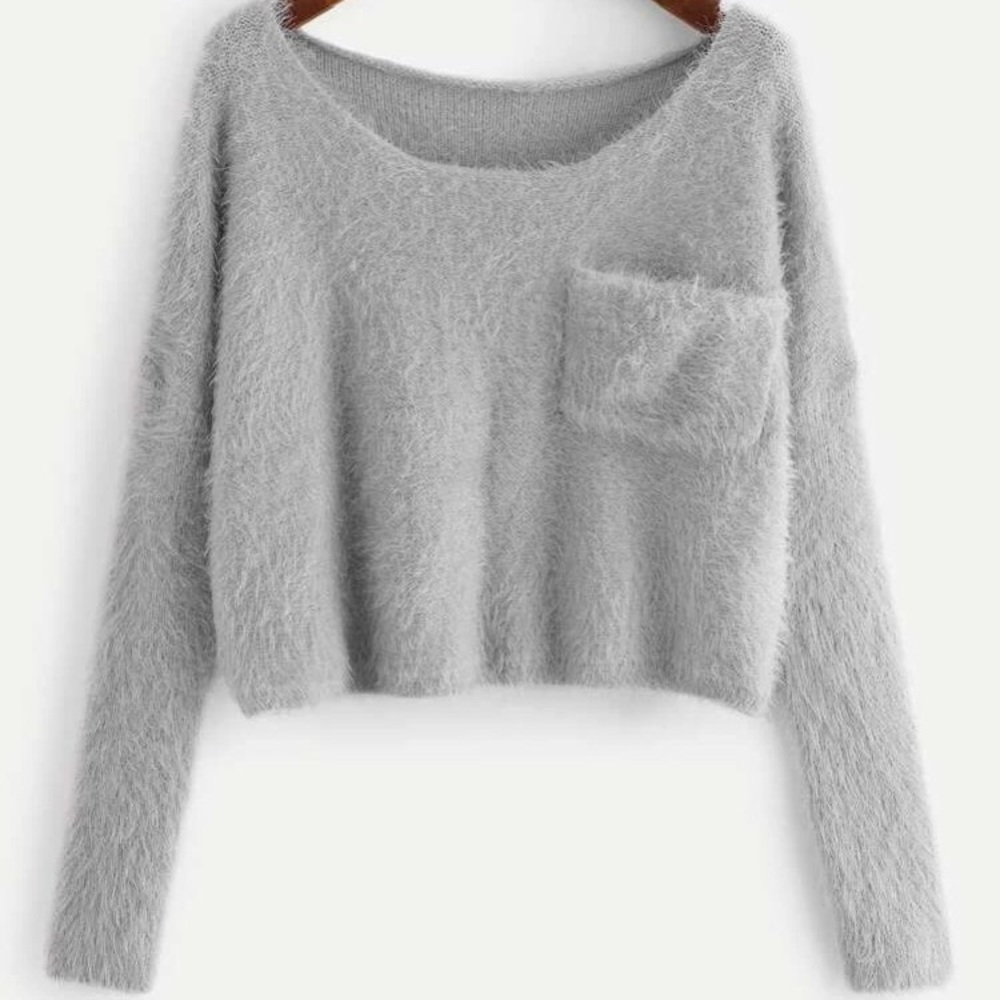 Pocket Patched Fuzzy Sweater